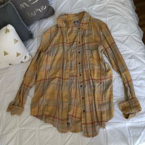 Aerie Button Plaid Shirt